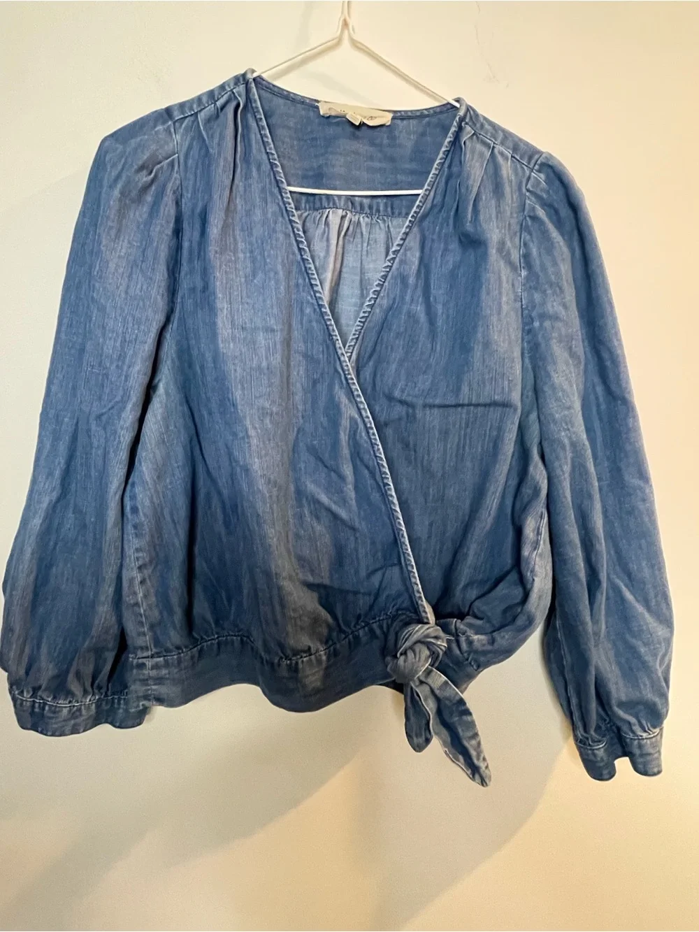 Madewell chambray tie wrap blouse L